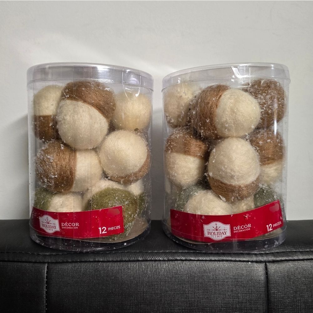 Lot of two Multicolor Wool Acorn Fall Christmas Decor, by Holiday Time